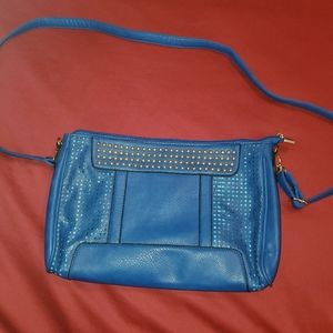 Blue studded crossbody bag